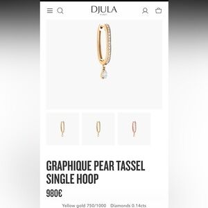 Djula 18K Yellow Gold and Diamond Graphique Pear Tassel Hoop Earring